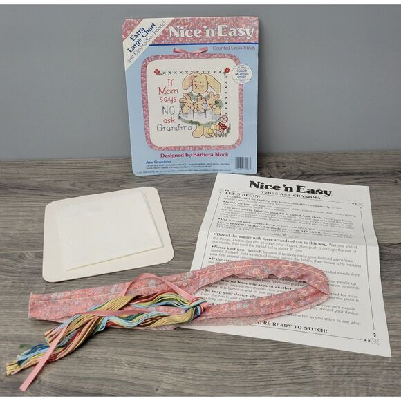 VTG 1991 Dimensions Nice n Easy Counted Cross Stitch Ask Grandma Barbara Mock - Picture 1 of 7